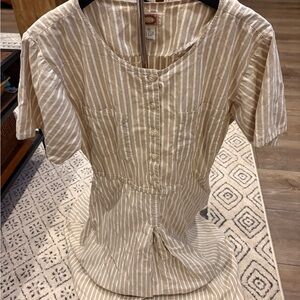 Banana Republic Cream Striped Midi Dress